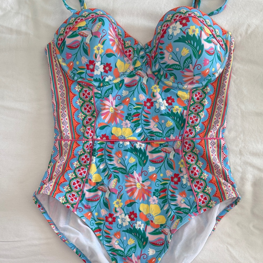 Boden Rhodes Cup Size Swimsuit Floral Multicolor Women's One Piece Swimsuit